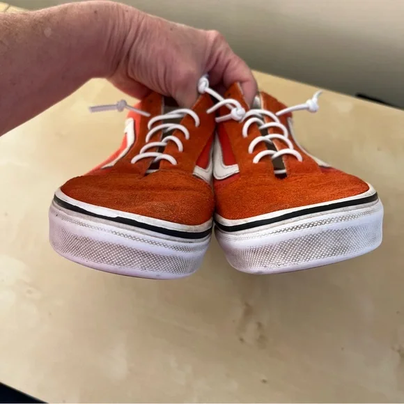 Vans Unisex Orange and White Suede Sneakers - Picture 10 of 13